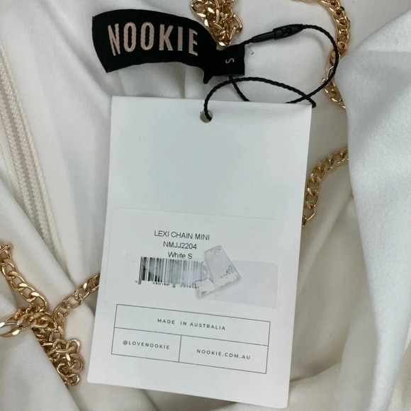 Revolve Nookie Lexi Chain Mini Dress Gold Chain NWT | White | Size S - Picture 5 of 6